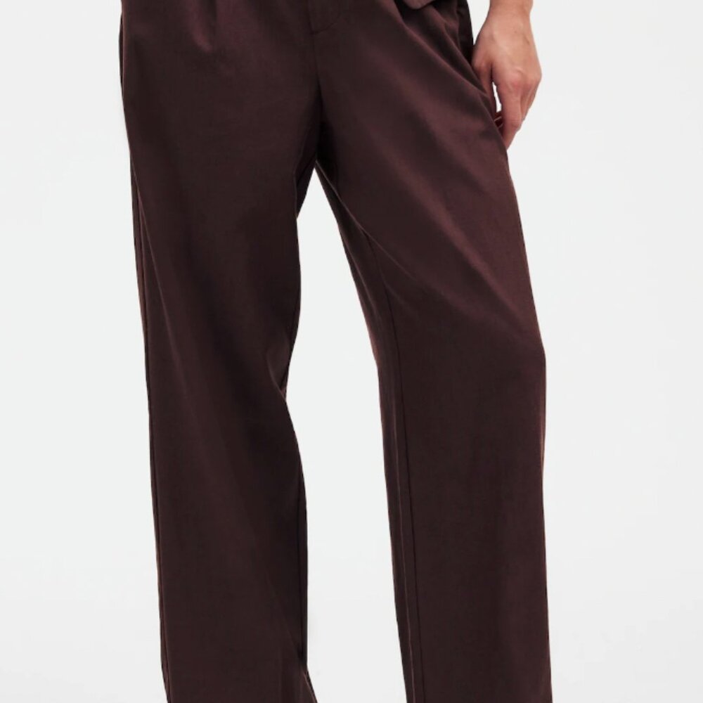 Madewell Slouchy Straight Pants in Drapey Twill 10 NWT Brown